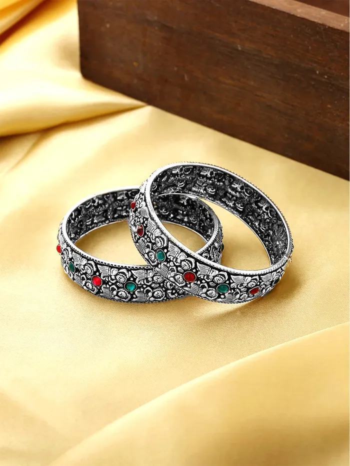 Yellow Chimes Oxidised Bangles Set for Women Authentic Kolhapuri Work Handmade Kundan Studded Bangles Sets for Women and Girls Yellow Chimes Necklaces