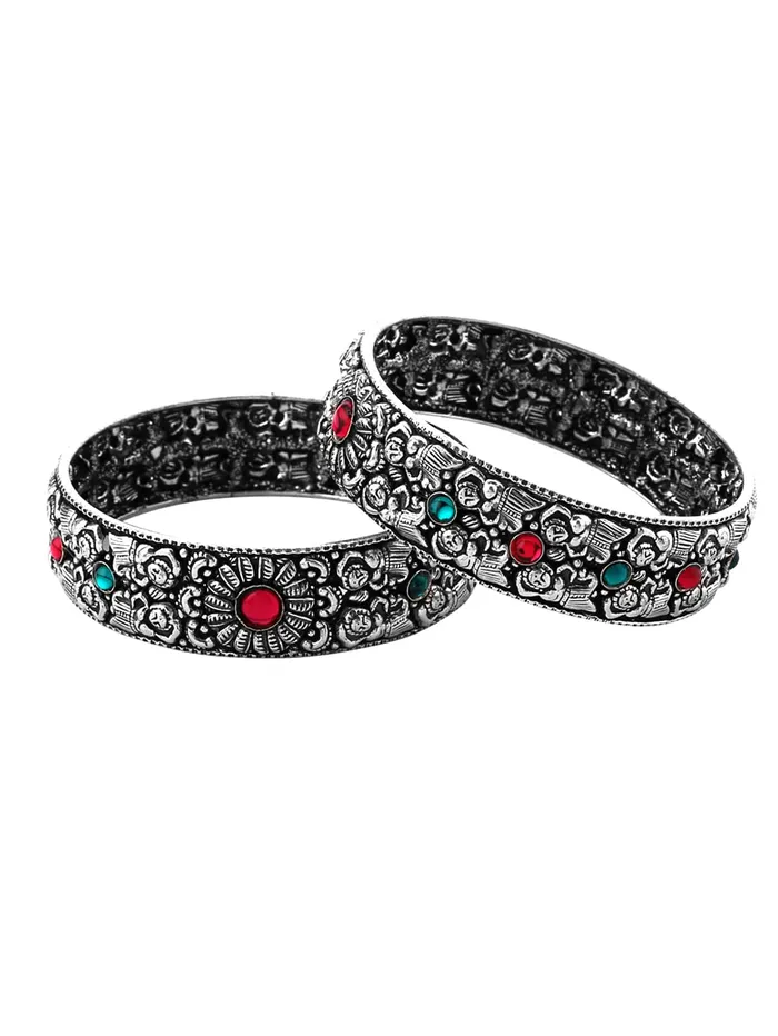Yellow Chimes Oxidised Bangles Set for Women Authentic Kolhapuri Work Handmade Kundan Studded Bangles Sets for Women and Girls Yellow Chimes Necklaces