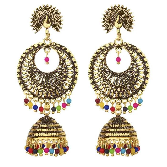 Yellow Chimes Oxidized Gold Plated Ethnic Design Traditional Peacock Long Chand Bali JhumkaJhumki Earrings for Women and Girls Yellow Chimes Necklaces Yellow Chimes Oxidized Gold Plated Ethnic Design Traditional Peacock Long Chand Bali JhumkaJhumki Earrings for Women and Girls Yellow Chimes Necklaces
