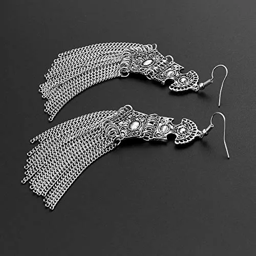 Yellow Chimes Oxidized Silver Stylish Fancy Traditional Tassels Danglers Earrings For Women Girls Yellow Chimes Rings