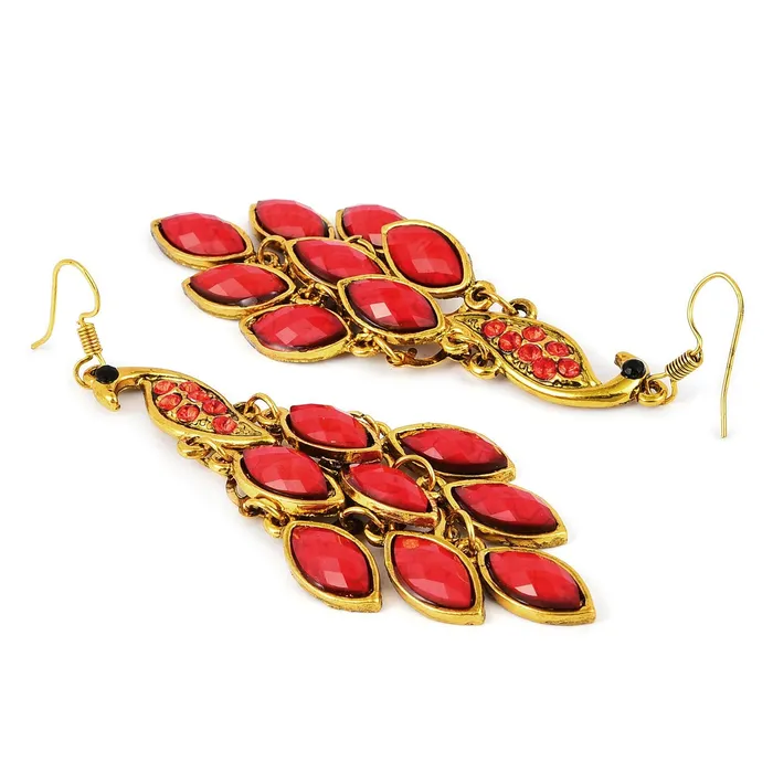 Yellow Chimes Peacock Beauty Red Gold Dangle Earring for Women Girls Yellow Chimes Earrings