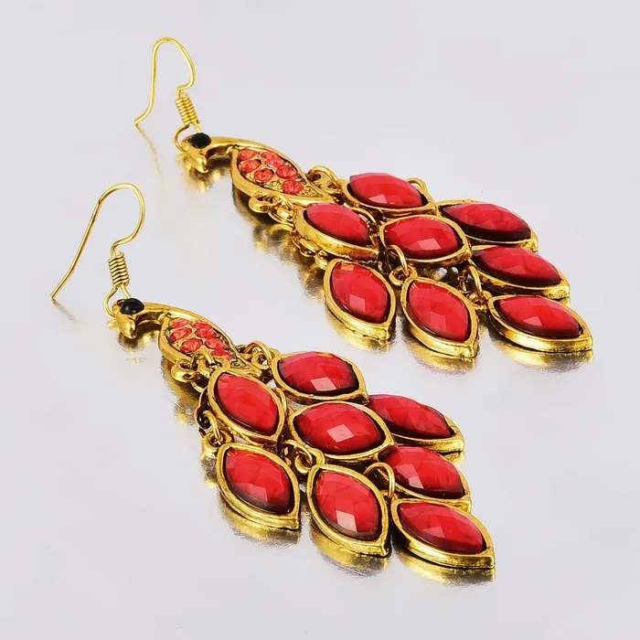Yellow Chimes Peacock Beauty Red Gold Dangle Earring for Women Girls Yellow Chimes Earrings