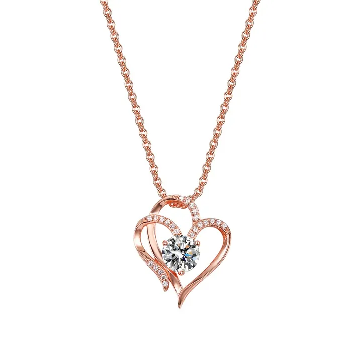 Yellow Chimes Pendant for Women and Girls Heart Pendant for Women Valentines Special Rose Gold Plated Heart Pendant Chain Birthday Gift for girls and women Anniversary Gift for Wife Yellow Chimes Earrings