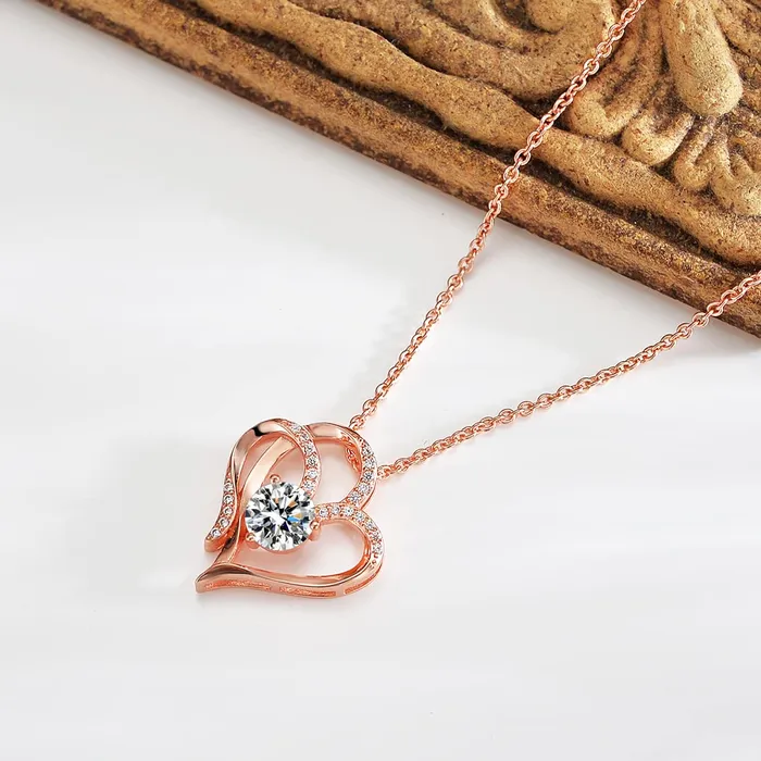 Yellow Chimes Pendant for Women and Girls Heart Pendant for Women Valentines Special Rose Gold Plated Heart Pendant Chain Birthday Gift for girls and women Anniversary Gift for Wife Yellow Chimes Earrings