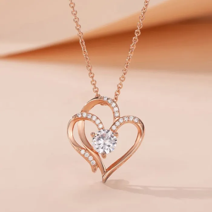 Yellow Chimes Pendant for Women and Girls Heart Pendant for Women Valentines Special Rose Gold Plated Heart Pendant Chain Birthday Gift for girls and women Anniversary Gift for Wife Yellow Chimes Earrings