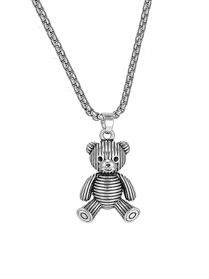 Yellow Chimes Pendant For Women Silver Teddy Pendant Charm Necklace Women Necklace Long Chains For Women Stylish Girls Gift Ideas Cute Jewellery Necklace For Girl Yellow Chimes Earrings