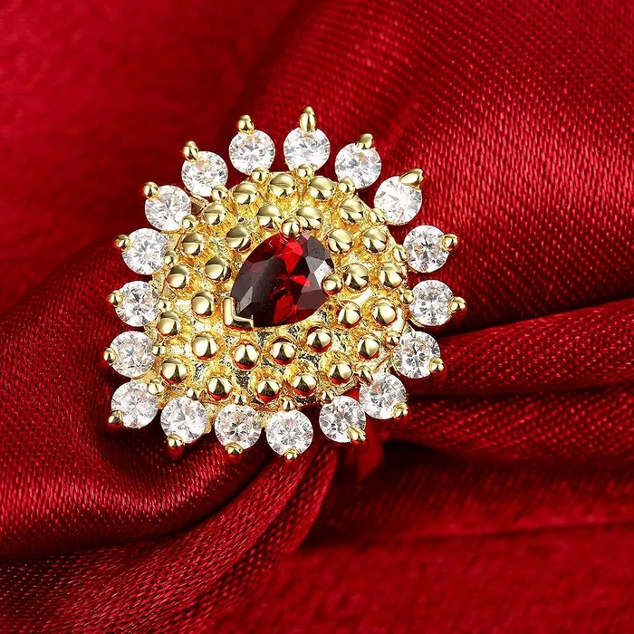 Yellow Chimes Red Cubic Zircon Zadau Style Gold Plated Ring for Women and Girls Yellow Chimes Bracelets