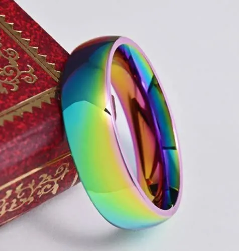 Yellow Chimes Ring for Men Unique Rainbow Colors Never Fading Titanium Stainless Steel Multicolored Band Designed Ring for Men and Boys Yellow Chimes Necklaces