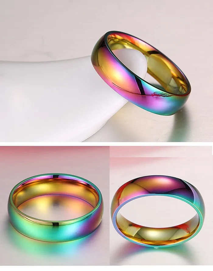 Yellow Chimes Ring for Men Unique Rainbow Colors Never Fading Titanium Stainless Steel Multicolored Band Designed Ring for Men and Boys Yellow Chimes Necklaces