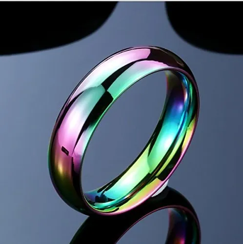 Yellow Chimes Ring for Men Unique Rainbow Colors Never Fading Titanium Stainless Steel Multicolored Band Designed Ring for Men and Boys Yellow Chimes Necklaces