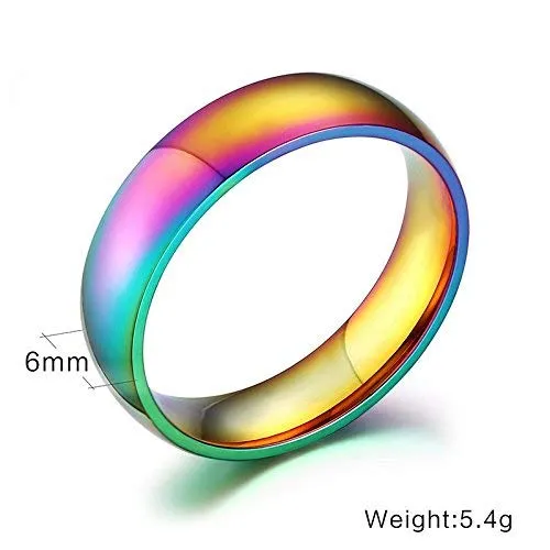 Yellow Chimes Ring for Men Unique Rainbow Colors Never Fading Titanium Stainless Steel Multicolored Band Designed Ring for Men and Boys Yellow Chimes Necklaces