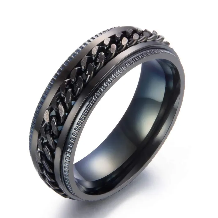 Yellow Chimes Rings for Men and Boys Black Colored Rings for Men Stainless Steel Tough Dude Chain Rings for Men Birthday Gift for Men and Boys Anniversary Gift for Husband 8 Yellow Chimes Rings