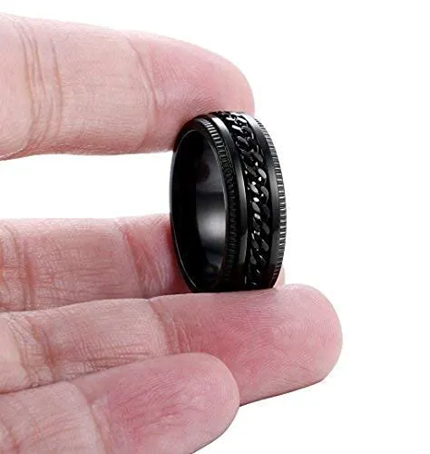 Yellow Chimes Rings for Men and Boys Black Colored Rings for Men Stainless Steel Tough Dude Chain Rings for Men Birthday Gift for Men and Boys Anniversary Gift for Husband 8 Yellow Chimes Rings