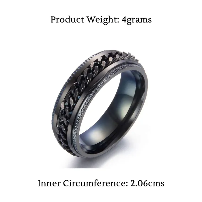 Yellow Chimes Rings for Men and Boys Black Colored Rings for Men Stainless Steel Tough Dude Chain Rings for Men Birthday Gift for Men and Boys Anniversary Gift for Husband 8 Yellow Chimes Rings