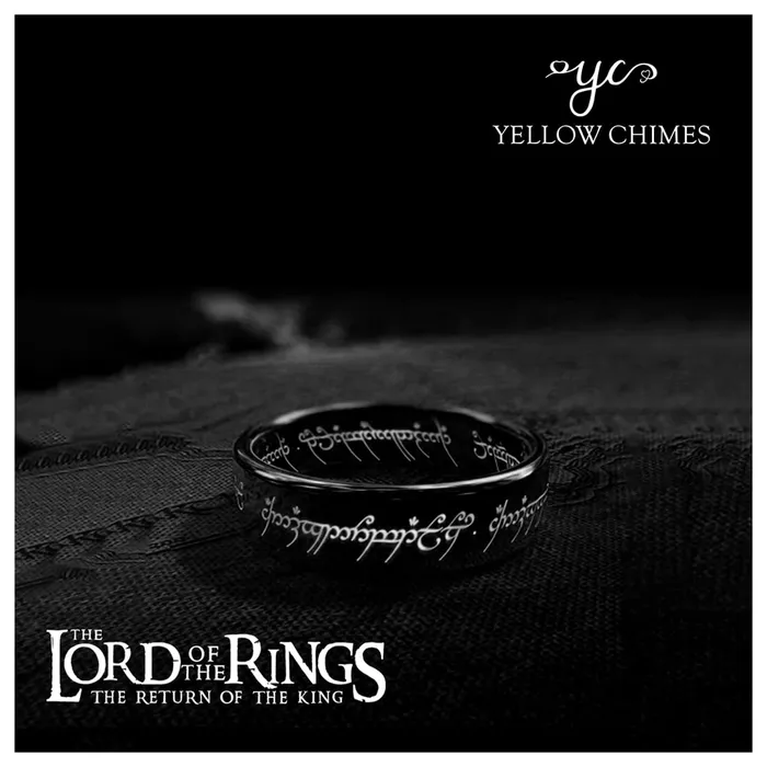 Yellow Chimes Rings for Men Black colored Metal Stainless Steel Band style fashion Forward Ring for Men and Boys Yellow Chimes Bracelets