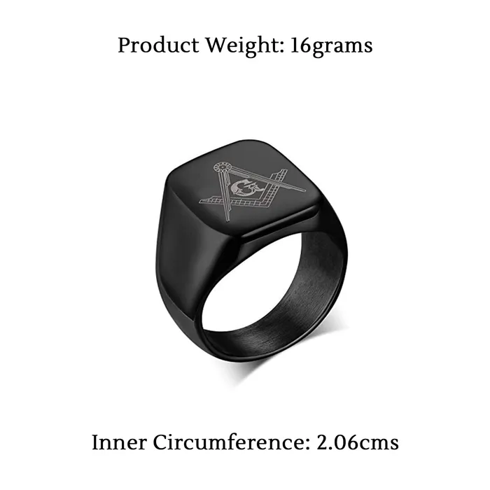 Yellow Chimes Rings for Men Rock Cool Casual Ring AG Masonic Logo Religious Freemason Symbol Black Titanium Steel Ring for Men Boys 10 Yellow Chimes Earrings