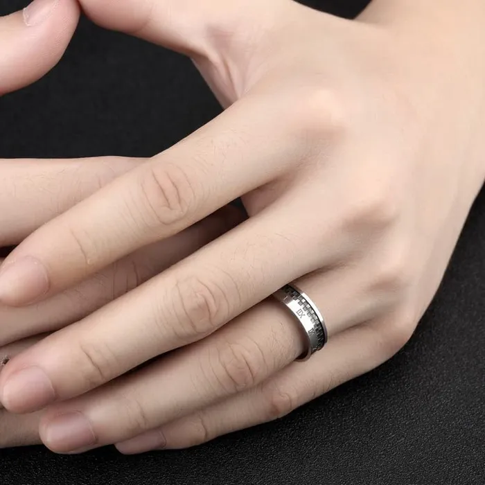 Yellow Chimes Rings for Men Roman Numeric Western Style Stainless Steel Ring for Men and Boys Yellow Chimes Rings