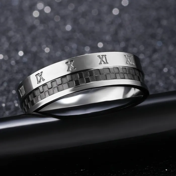 Yellow Chimes Rings for Men Roman Numeric Western Style Stainless Steel Ring for Men and Boys Yellow Chimes Rings
