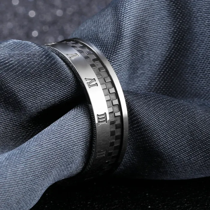 Yellow Chimes Rings for Men Roman Numeric Western Style Stainless Steel Ring for Men and Boys Yellow Chimes Rings