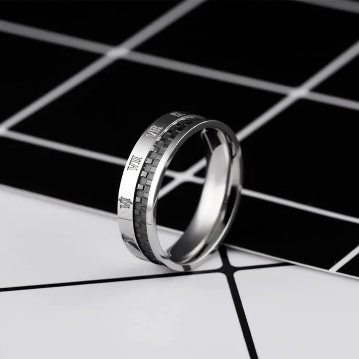 Yellow Chimes Rings for Men Roman Numeric Western Style Stainless Steel Ring for Men and Boys Yellow Chimes Rings