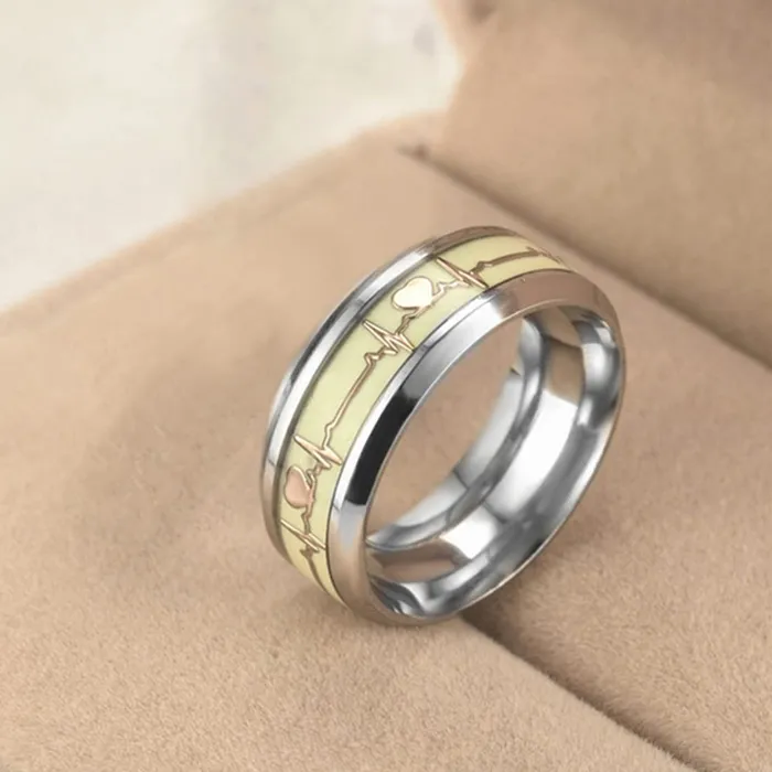 Yellow Chimes Rings for Women and Girls Silver ECG Heartbeat Titanium Rings Silver Toned Stainless Steel Finger Rings Birthday Gifts For Women Valentine Gift for Girls Yellow Chimes Necklaces