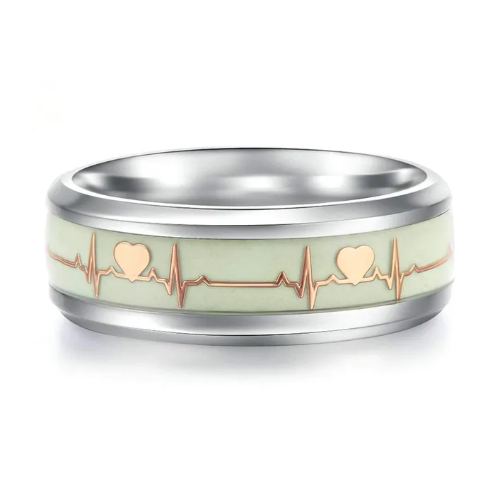 Yellow Chimes Rings for Women and Girls Silver ECG Heartbeat Titanium Rings Silver Toned Stainless Steel Finger Rings Birthday Gifts For Women Valentine Gift for Girls Yellow Chimes Necklaces