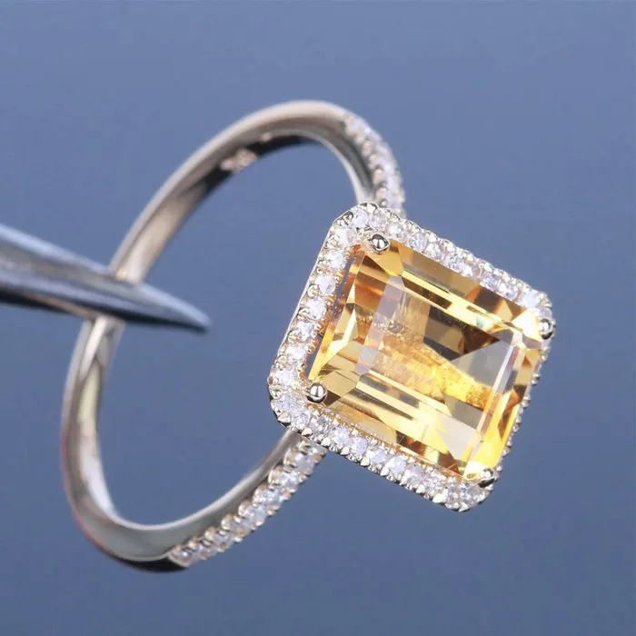 Yellow Chimes Rings for Women Elegant Sparkling White Yellow Crystal Stoned Square Shaped Silver toned Rings for Women and Girls Yellow Chimes Necklaces