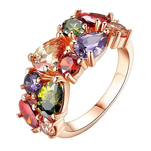Yellow Chimes Rings for Women Moxie Collection Sparkling Colors Flowerets Vine Swiss Cubic Zirconia 18K Rose Gold Plated Sparkling Ring for WomenSize US 6 Yellow Chimes Earrings