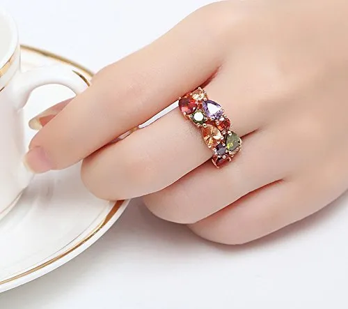 Yellow Chimes Rings for Women Moxie Collection Sparkling Colors Flowerets Vine Swiss Cubic Zirconia 18K Rose Gold Plated Sparkling Ring for WomenSize US 6 Yellow Chimes Earrings