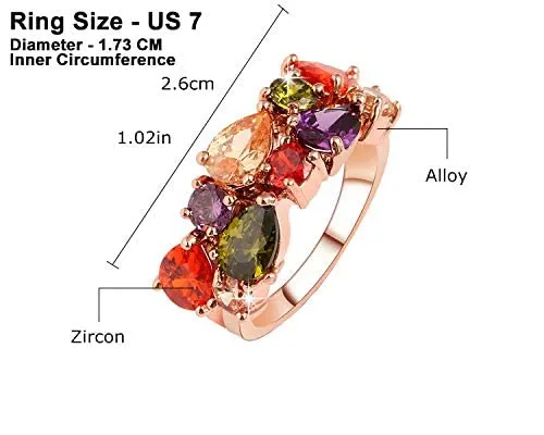 Yellow Chimes Rings for Women Moxie Collection Sparkling Colors Flowerets Vine Swiss Cubic Zirconia 18K Rose Gold Plated Sparkling Ring for WomenSize US 6 Yellow Chimes Earrings