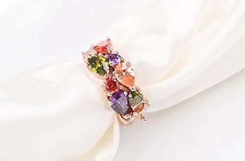Yellow Chimes Rings for Women Moxie Collection Sparkling Colors Flowerets Vine Swiss Cubic Zirconia 18K Rose Gold Plated Sparkling Ring for WomenSize US 6 Yellow Chimes Earrings