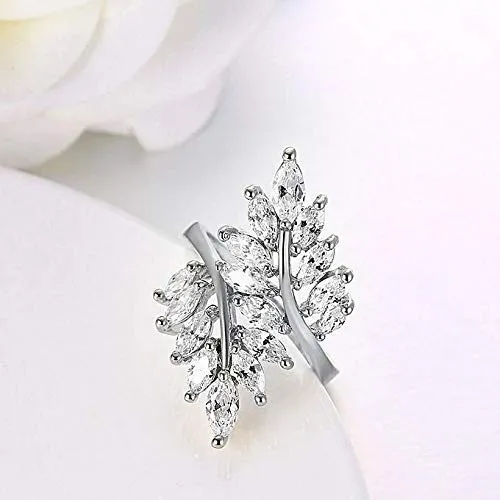 Yellow Chimes Rings for Women White Crystal Rings BeautyinLeaves Platinum Plated Adjustable Silver Ring for Women and Girls Valentine Gift for Girls Yellow Chimes Necklaces