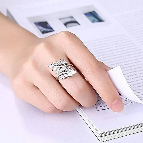 Yellow Chimes Rings for Women White Crystal Rings BeautyinLeaves Platinum Plated Adjustable Silver Ring for Women and Girls Valentine Gift for Girls Yellow Chimes Necklaces