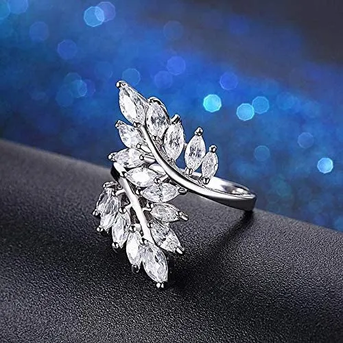 Yellow Chimes Rings for Women White Crystal Rings BeautyinLeaves Platinum Plated Adjustable Silver Ring for Women and Girls Valentine Gift for Girls Yellow Chimes Necklaces