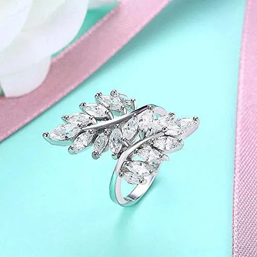 Yellow Chimes Rings for Women White Crystal Rings BeautyinLeaves Platinum Plated Adjustable Silver Ring for Women and Girls Valentine Gift for Girls Yellow Chimes Necklaces