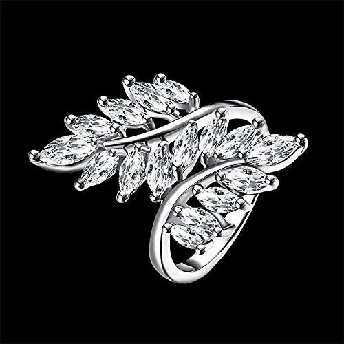 Yellow Chimes Rings for Women White Crystal Rings BeautyinLeaves Platinum Plated Adjustable Silver Ring for Women and Girls Valentine Gift for Girls Yellow Chimes Necklaces