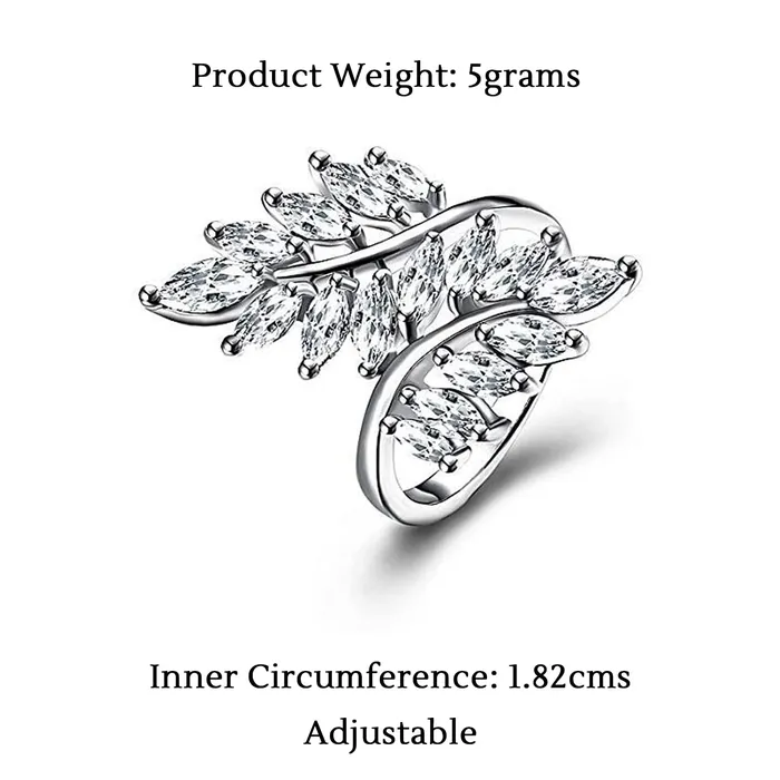 Yellow Chimes Rings for Women White Crystal Rings BeautyinLeaves Platinum Plated Adjustable Silver Ring for Women and Girls Valentine Gift for Girls Yellow Chimes Necklaces