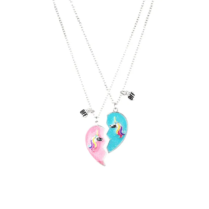 Yellow Chimes Rings Melbees by Yellow Chimes Pendant for Girls Kids Unicorn Best Friend Necklaces Heart Charm 2 Pcs Magnetic Matching Heart Pendant BFF Necklaces for Girls Kids