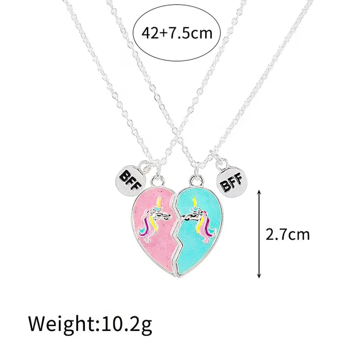 Yellow Chimes Rings Melbees by Yellow Chimes Pendant for Girls Kids Unicorn Best Friend Necklaces Heart Charm 2 Pcs Magnetic Matching Heart Pendant BFF Necklaces for Girls Kids