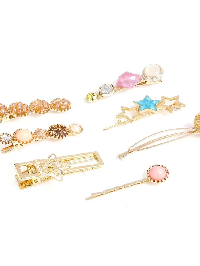 Yellow Chimes Rings Yellow Chimes 7 pcs Fine Quality Stylish Hair Clips Fashion Hair Accessories for Women Girls Pack of 7 MultiColor Medium YCHACLWM044MC