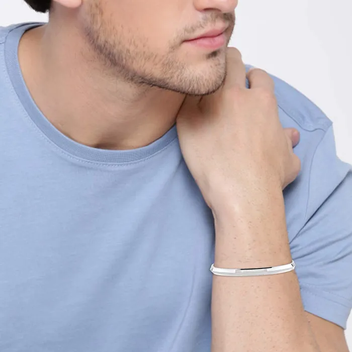 Yellow Chimes Rings Yellow Chimes 925 Sterling Silver Hallmark and Certified Pure Silver Kada Bracelet for Men and Boys 212