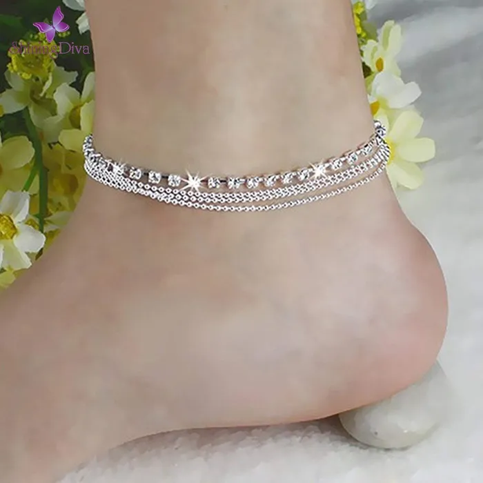 Yellow Chimes Rings Yellow Chimes Anklets for Women Fashion Crystal Anklets Silver Plated Chain Crystal Anklet for Girls and Women