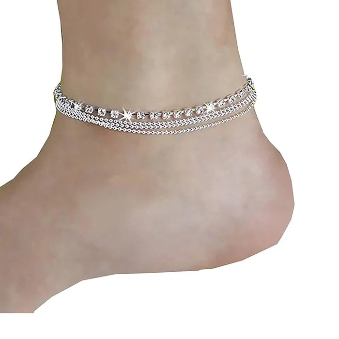 Yellow Chimes Rings Yellow Chimes Anklets for Women Fashion Crystal Anklets Silver Plated Chain Crystal Anklet for Girls and Women