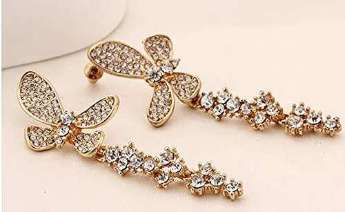 Yellow Chimes Rings YELLOW CHIMES Butterfly Gold Plated High Grade CZ Earrings for Women and Girls
