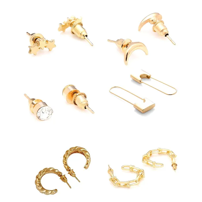 Yellow Chimes Rings Yellow Chimes Earrings for Women and Girls Fashion White Pearl Hoops Set Gold Plated Combo of 12 Pairs Stud Hoop Earring Set Birthday Gift for girls and women Anniversary Gift for Wife