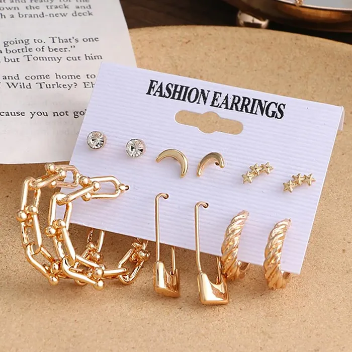 Yellow Chimes Rings Yellow Chimes Earrings for Women and Girls Fashion White Pearl Hoops Set Gold Plated Combo of 12 Pairs Stud Hoop Earring Set Birthday Gift for girls and women Anniversary Gift for Wife