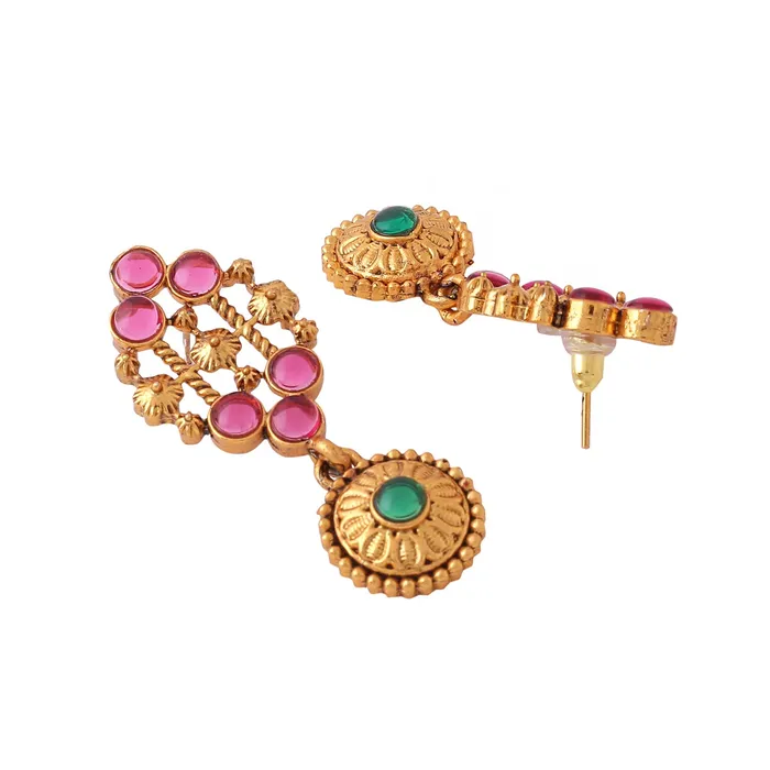 Yellow Chimes Rings Yellow Chimes Jewellery Set for Women and Girls Kundan Necklace Set Gold Plated Blue Beads Studded Kundan Choker Necklace Set Birthday Gift for girls and women Anniversary Gift for Wife