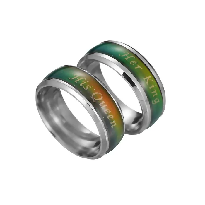 Yellow Chimes Rings Yellow Chimes King Queen Steel Couple Rings Temperature Color Changing by Yellow Chimes Silver Ring for Women Silver YCFJCR92TEMPSL Yellow Chimes Rings Yellow Chimes King Queen Steel Couple Rings Temperature Color Changing by Yellow Chimes Silver Ring for Women Silver YCFJCR92TEMPSL