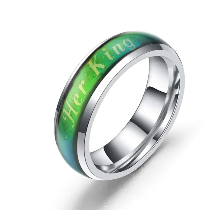 Yellow Chimes Rings Yellow Chimes King Queen Steel Couple Rings Temperature Color Changing by Yellow Chimes Silver Ring for Women Silver YCFJCR92TEMPSL