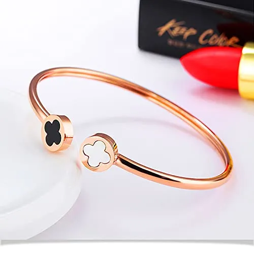 Yellow Chimes Rings Yellow Chimes Latest Fashion Elegant Stainless Steel Rose Gold Plated Statement Style Kadaa Bracelet for Women and Girls M YCFJBR317FLWRG